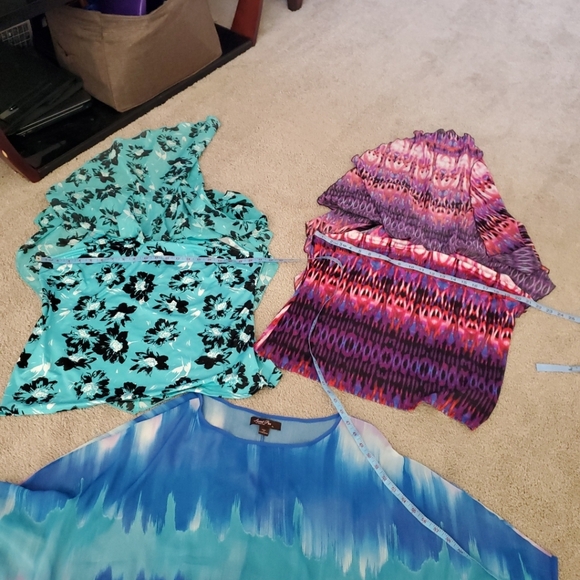 3 XL blouses 2 notations chiffon overlay keyhole neck 1 Sweet Pea semisheer - Picture 7 of 12